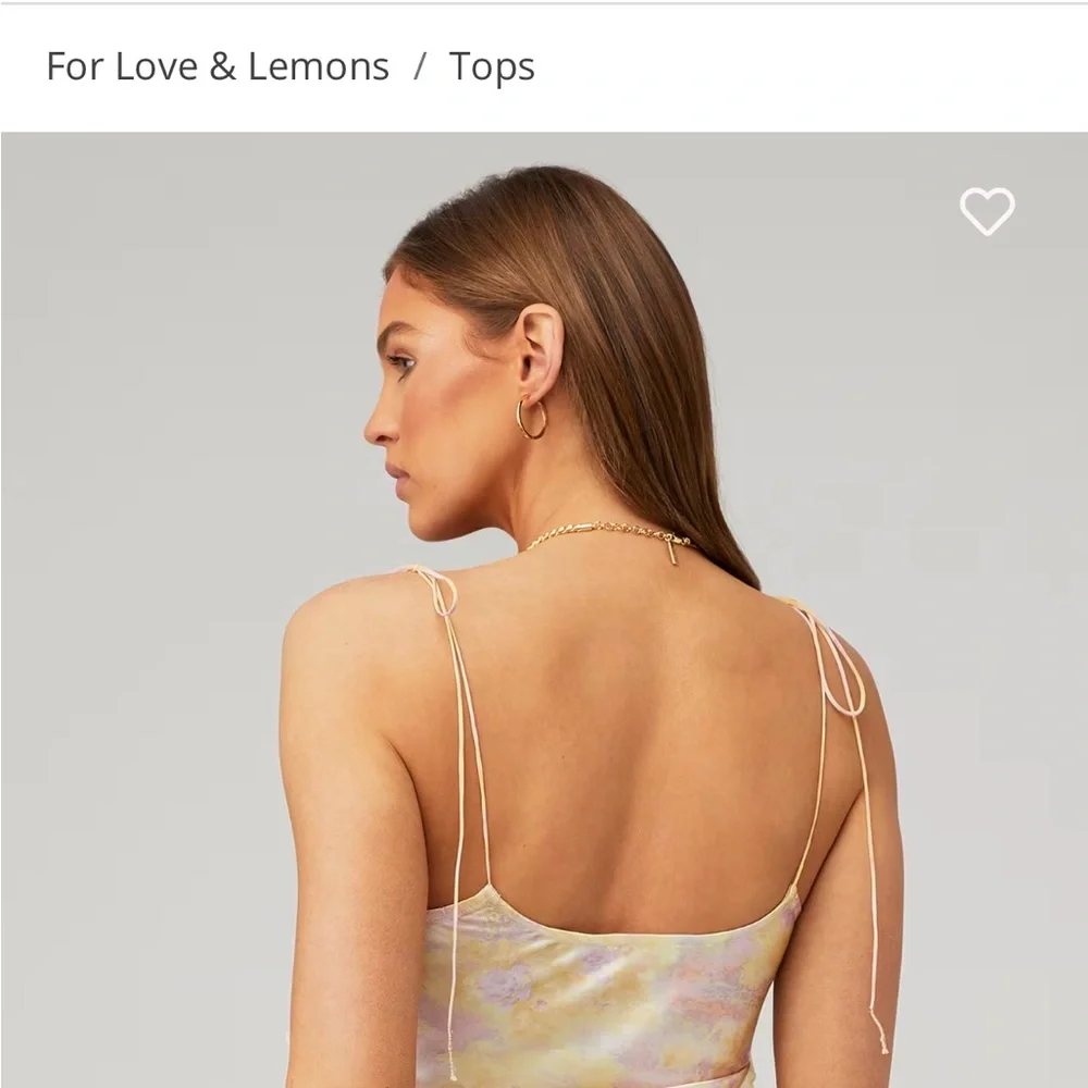 For Love & Lemons Floral Chiffon Camisole Top Rosette Strap Tank - Picture 4 of 5